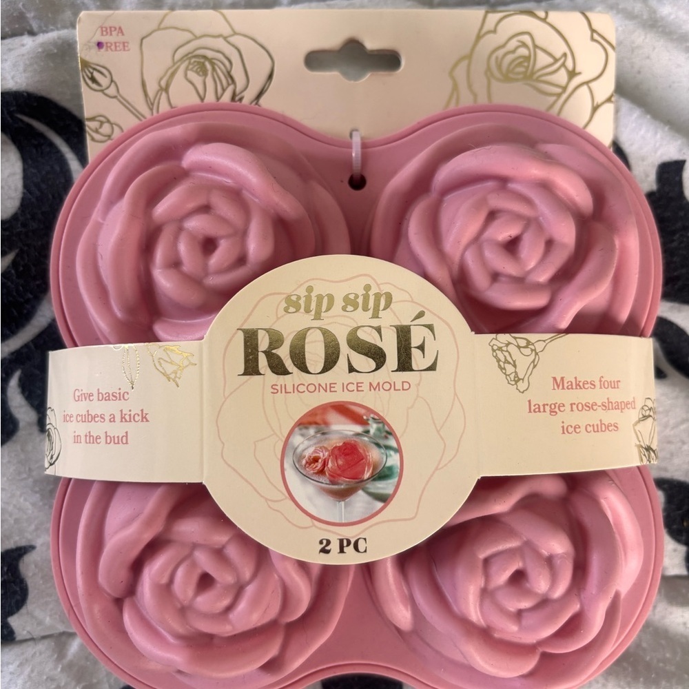 Rose Shaped Silicone Ice Mold - Pink-NWT